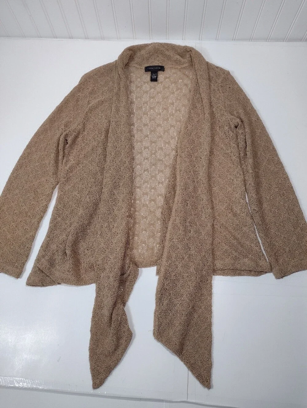 Cable & Gauge Women's Open-Front Beige Women's Sweater Cardigan Open Front Size